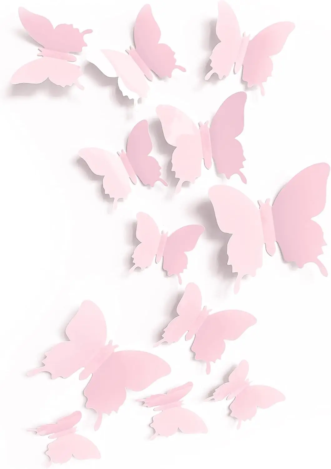 24 Adhesivos Decorativos de Pared con Mariposas Rosadas, Estilo Pastel para Habitación de Niñas, Cuarto de Bebé