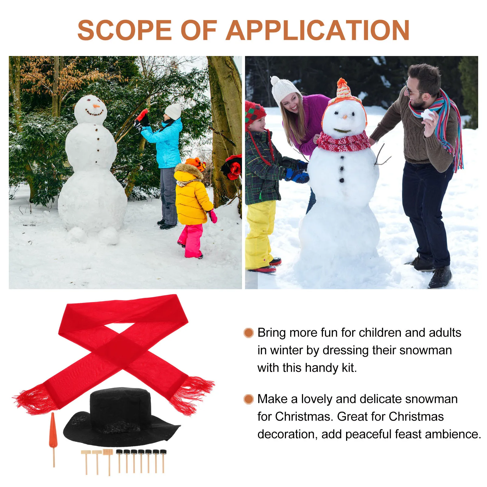 

13pcs Snowman Decorating Kit Winter Holiday Outdoor Play Christmas Gift Building Activity Family Fun Party Decoration Set