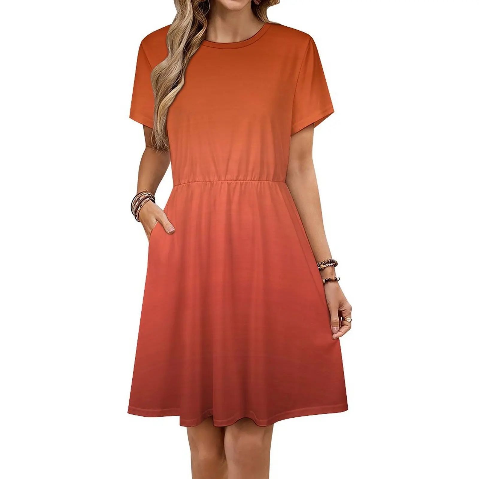 

Hibiscus Ombre женское уличное праздничное платье модная клубная одежда с принтом для женщин Hibiscus красный оранжевый ржавчина выцветает Ombre женское