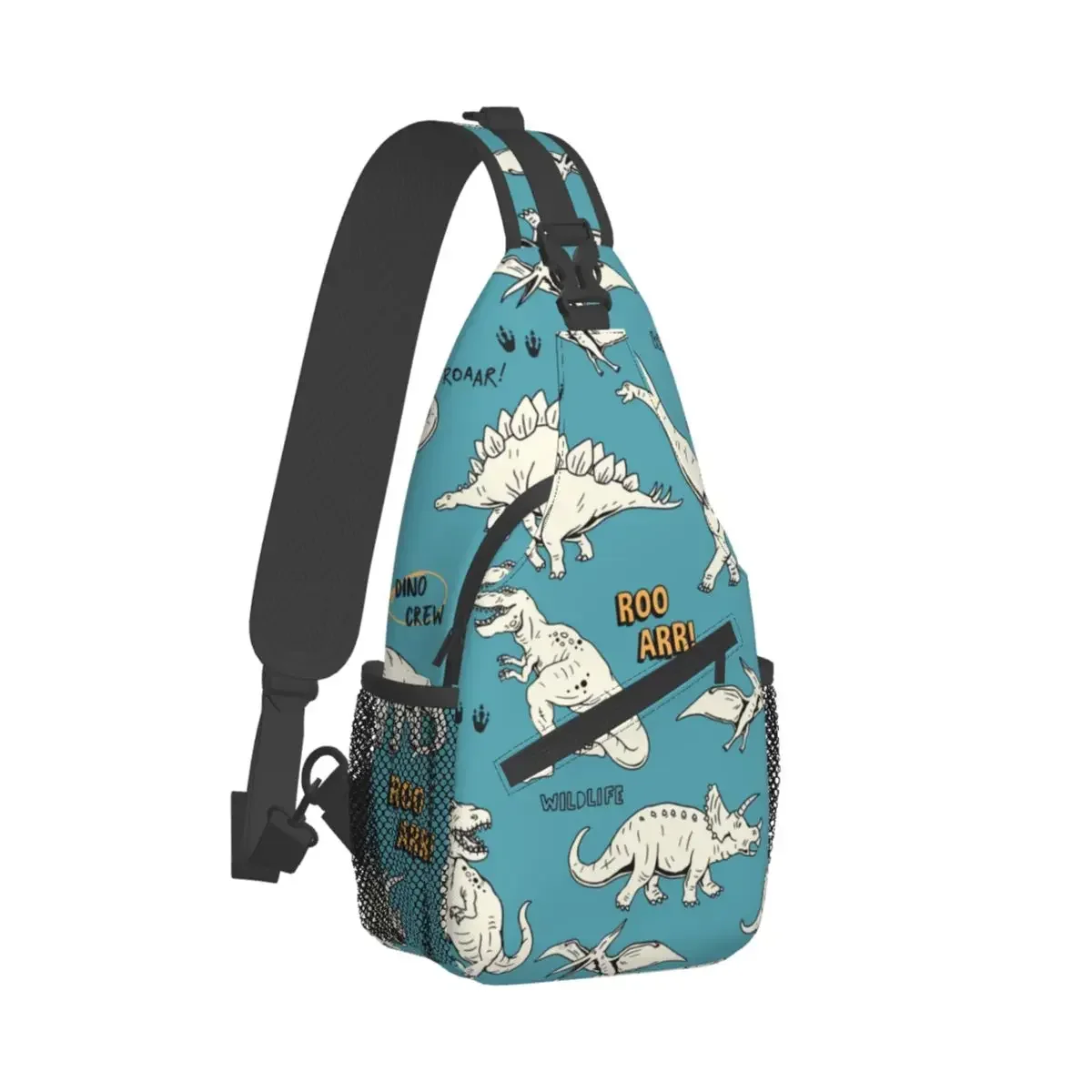 Pattern With Tyrannosaurus Rex Crossbody Chest Bags Dinosaur Pockets Travel Pack Messenger Sports Teens Shoulder Bag Unisex