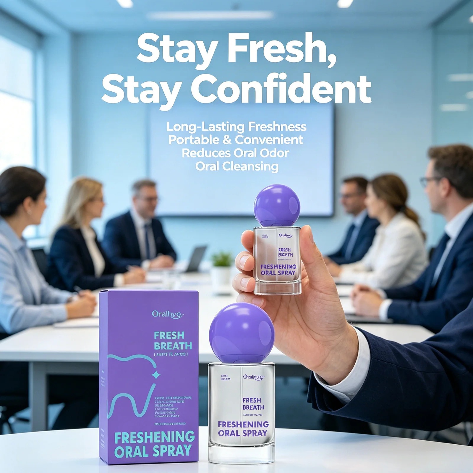 

Oralhoe Oral Spray Mint Flavor Long Lasting Refreshing Boost Confidence Oral Care Products Portable Reduce Bad Breath Spray 20ml
