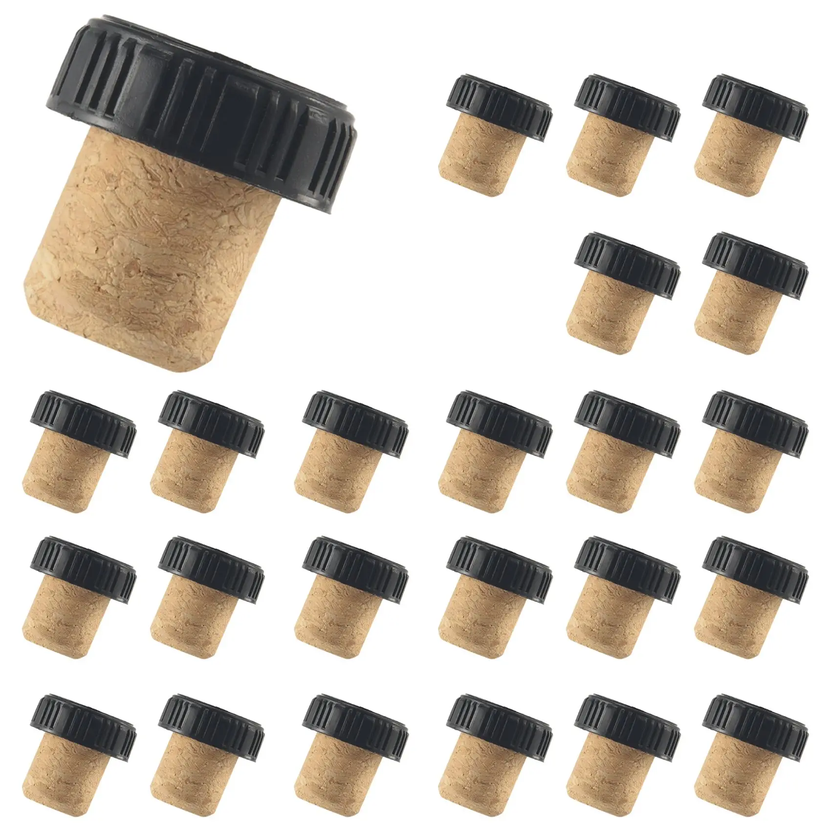 ABNP 24 Pieces Cork Plugs Cork Stoppers Tasting Corks T-Shape Wine Corks with Top Wooden Wine Bottle Stopper Bottle Plugs