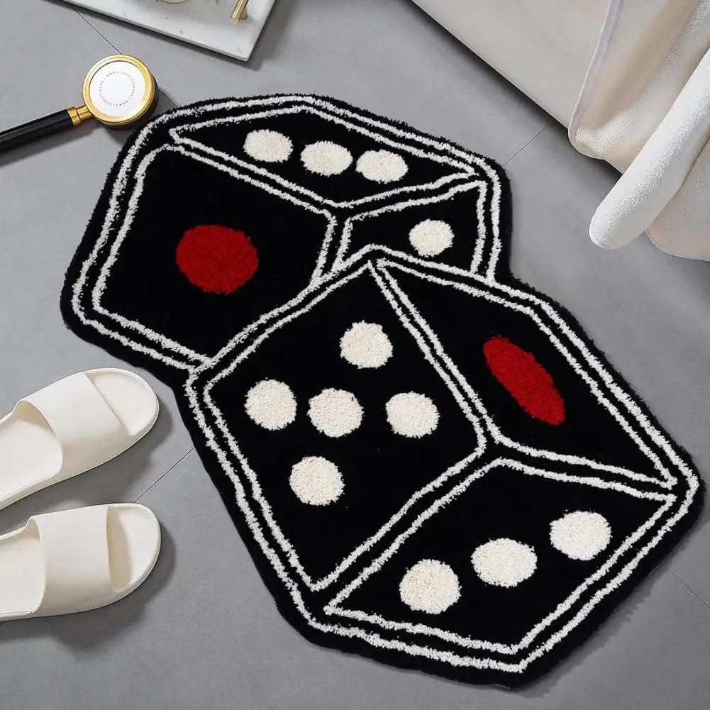 Anti-slip Mat Dice Shaped Floor Mat Dice Pattern Imitation Cashmere Kitchen Rug with Anti-slip Bottom for Sink for Home