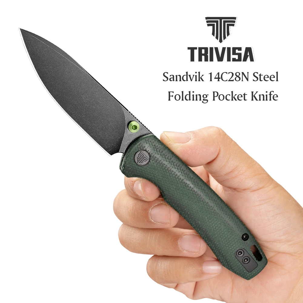 

Складной карманный нож TRIVISA Dragonfly EDC для мужчин, лезвие 14C28N, рукоять Micarta G10, высококачественный, для выживания, кемпинга, охоты, активного отдыха