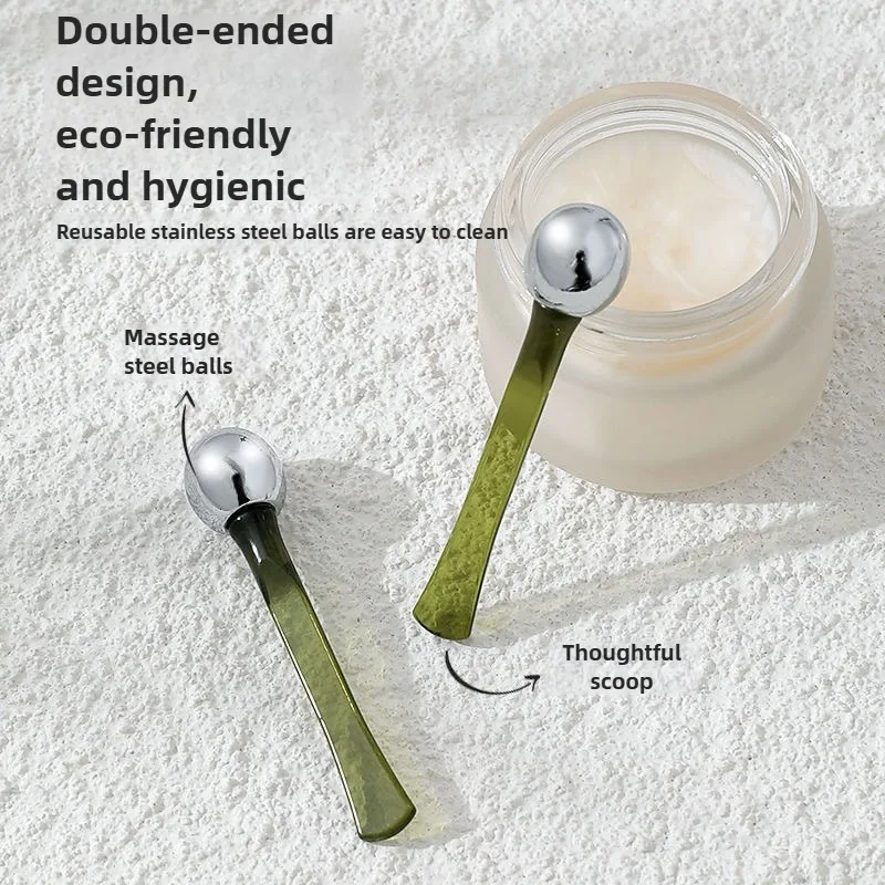 Rodillo para masaje de ojos, aplicador de crema para ojos, espátula cosmética, cuchara Facial antiarrugas, herramienta fina para el cuidado de la piel, aleación de oro, 1 ud.