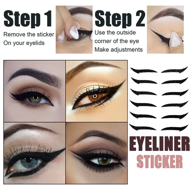 5/6Pair Glitter Eyeliner Sticker Set Waterproof Reusable Self-adhesive Eyelid Sticker DoubleLine Eyelid Patch Face Makeup Beauty