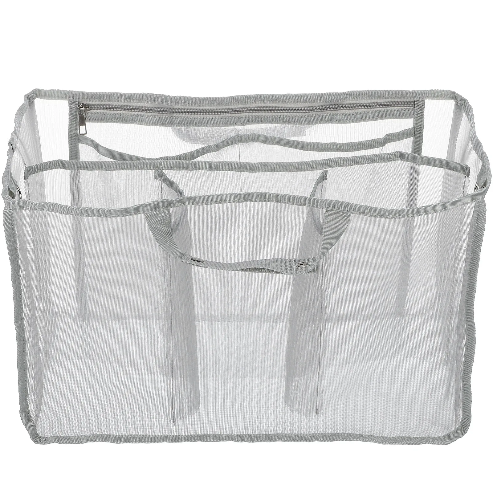 

Large Mesh Beach Bag Insert Hollow Tote Organizer Zipper Compartment Bag for Family Travel Swimming Gear Breathable Lightweight