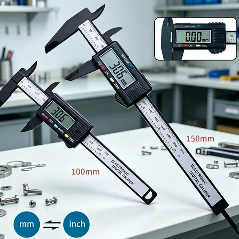 Electronic Digital Caliper Carbon Fiber Dial Vernier Caliper Gauge Micrometer Measuring Tool Digital Ruler 150mm 100mm