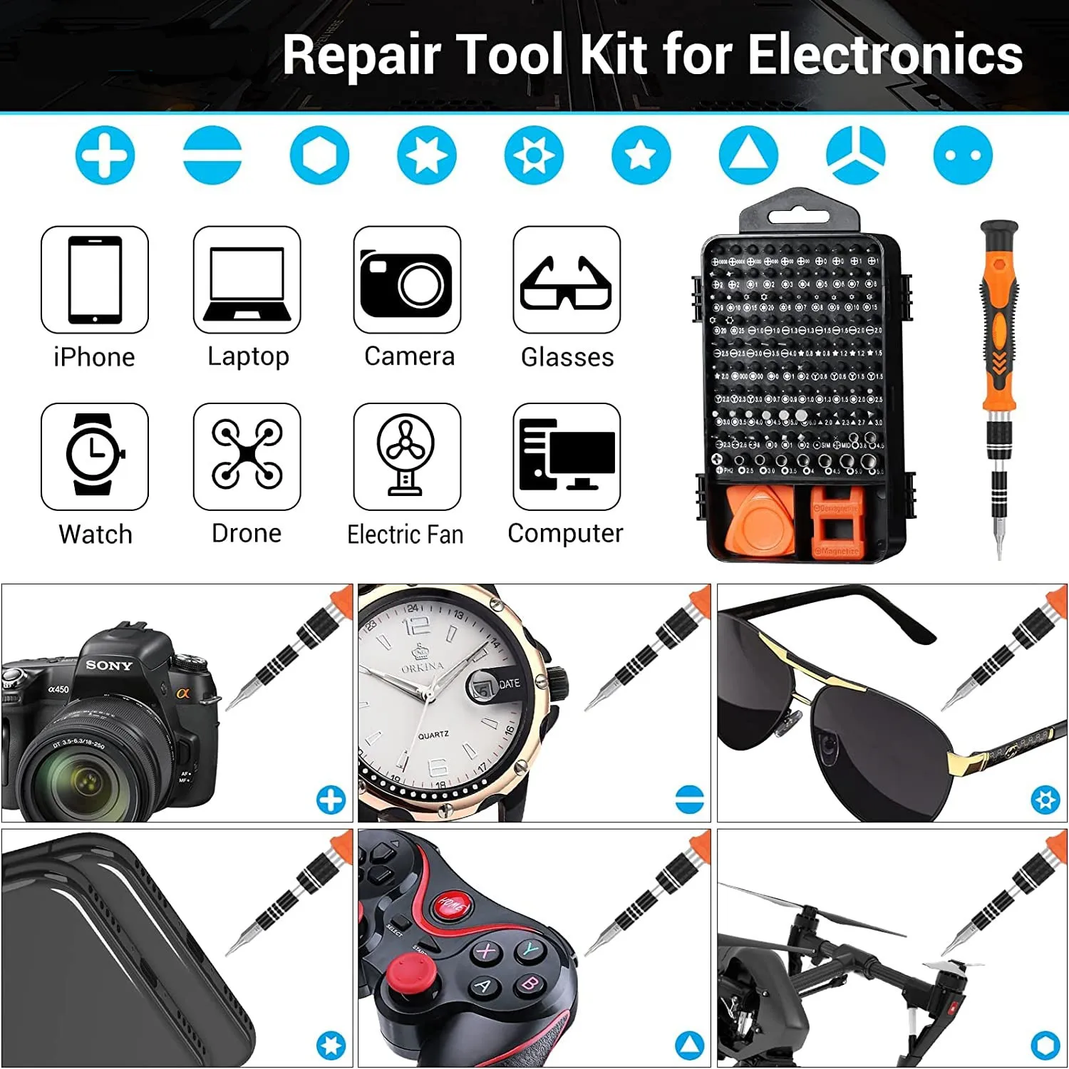 WOZOBUY Precision Screwdriver Set,140 in 1 Repair Tool Kit with 118 Bits Magnetic Screwdriver Set for Computer,Laptop,Phone Etc