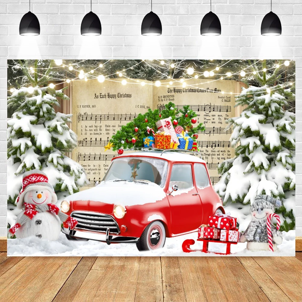 Christmas Photography Backdrop Winter Snowman Wood Board Merry Christmas Photography Background New Year Party Photo Studio