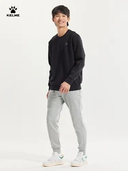 Kelme Men Solid Color Round Neck Sports Sweater Men Long Sleeve Casual Bottoming Shirt