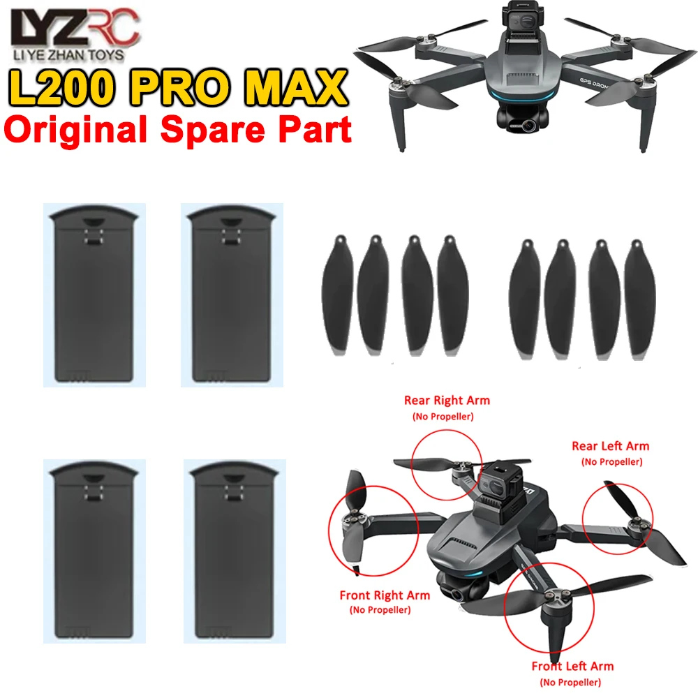 LYZRC L200 PRO MAX Drone Original Spare Part Motor Arm / Propeller Blade / Battery / USB Charger Part Accessory