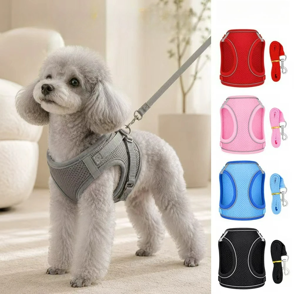 Puppy Harness Set Dog Accessories Adjustable Pet Vest Dogs French Bulldog Chihuahua Small Dog Collar Supplies Pet Accessories