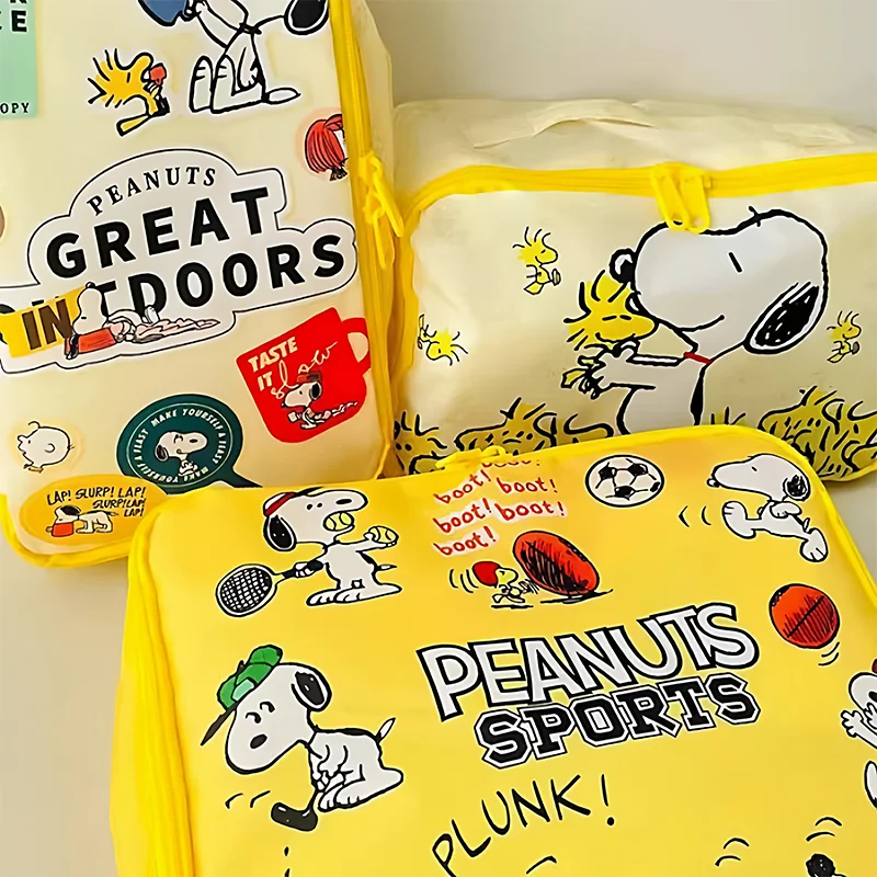 3pcs/Set Anime Snoopy Storage Bag Cartoon Large Capacity Cosmetic Bag Travel Light Clothing Packaging Travel Bag Kids Gift
