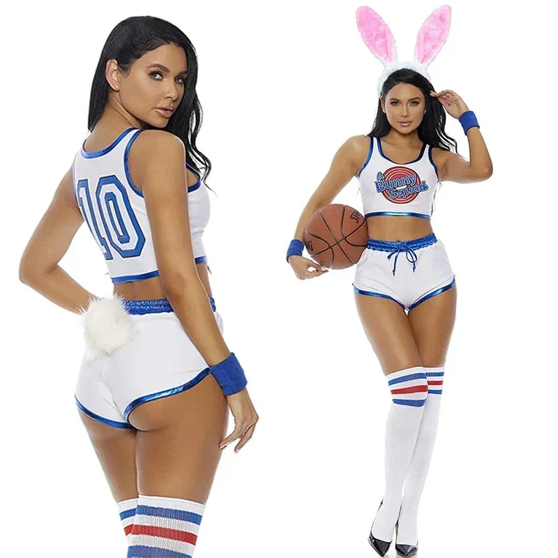 Disfraz de Cosplay Space Lola Bunny Rabbit, disfraz de Lola Bunny, camiseta de baloncesto para mujer, disfraces de Halloween para adultos, ukh