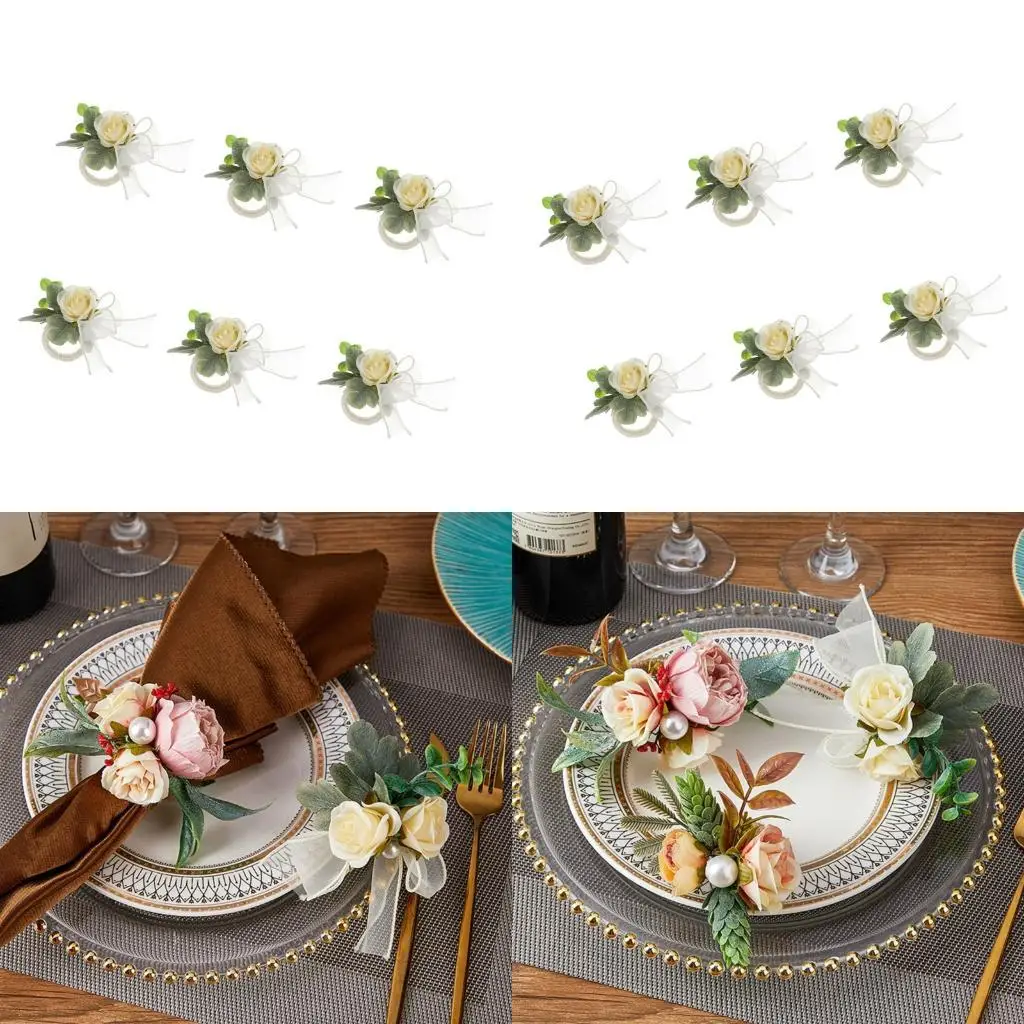   6Pcs Flower Theme Napkin Holders for Creating Enchanting Dining Ambiances