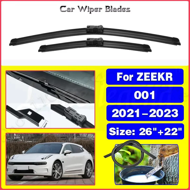 

For ZEEKR 001 2021 2022 2023 Windshield Windscreen Clean Rubber Car Wipers Accessories 26"+22" Silent upgrade version
