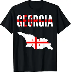 Georgian Georgia Country Map Flag T-Shirt for Men Women Cotton Short Sleeve National T Shirts