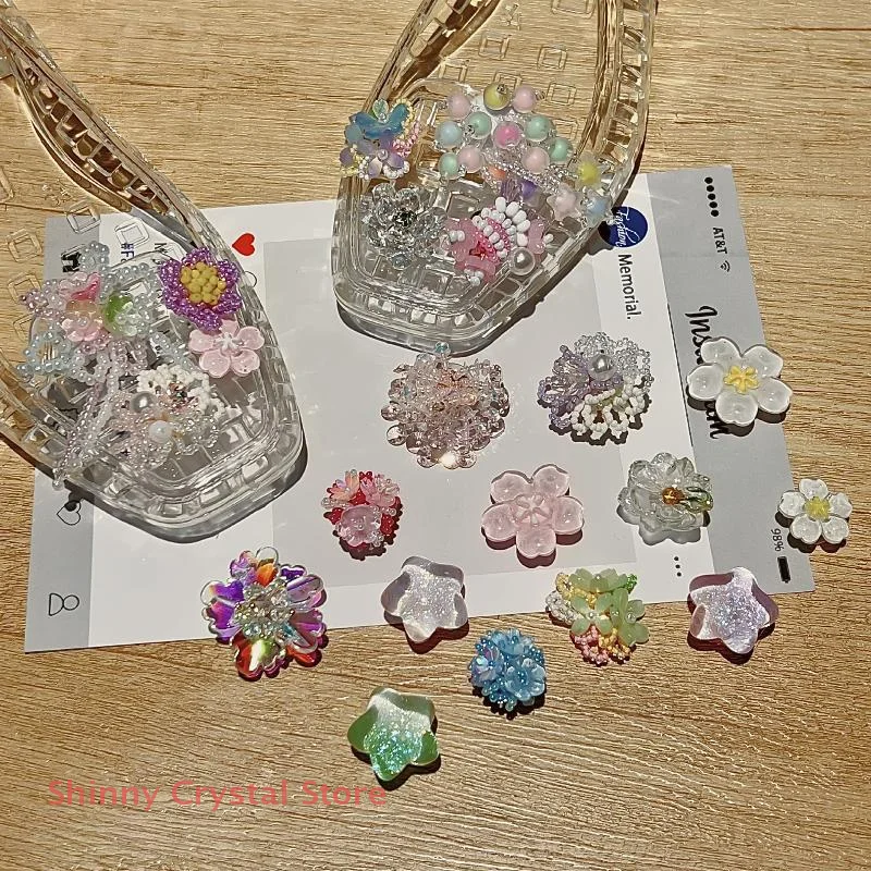 ドーパミンによるビーズ付きゼリーシューズデコレーション、手作りのカラフルなバックル、フラワースリッパ、DIYファッションアクセサリー、女の子へのギフト