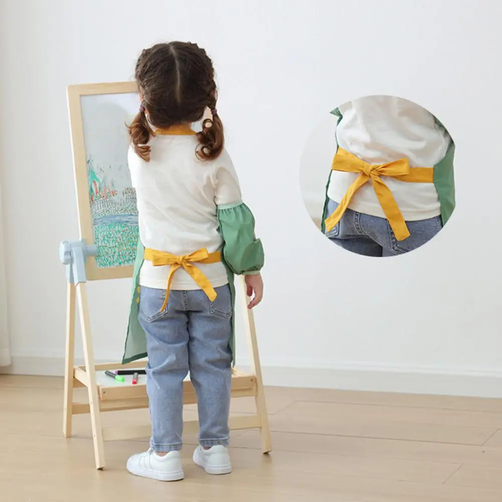 Animal Pattern Kids Apron with Sleevelet Baby Bibs Apron Child Kids Painting Cooking Baking Pinafore Playing Games Garden Apron