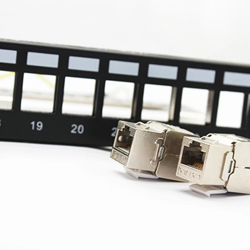 24 Port RJ45 Blank Patch Panel 1U 19 Inch All-Metal Rack Mount Suitable for Cat5E/Cat6A/Cat7 Keystone Ethernet Cable