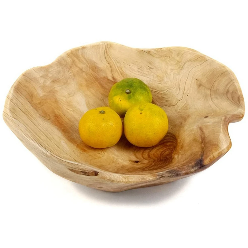 A04G-2X Wooden Fruit Salad Serving Bowl Hand-Carved Root Bowls Creative Living Room Real Wood Candy Bowl 25-29Cm