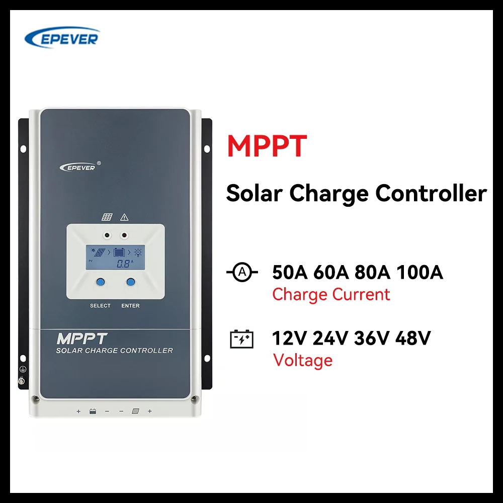 

EPever MPPT Solar Charge Controller 100A 80A 60A 50A 12V 24V 36V 48V Auto Solar Panel Regulator LCD Display controlador de carga