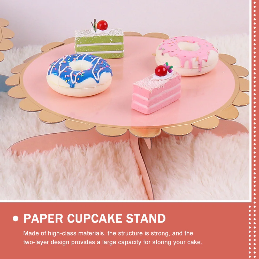 

3Pcs Disposable Cake Stand Paper Cake Holder Party Dessert Display Rack Decorative Round Multi-Function Cupcake Display Stand