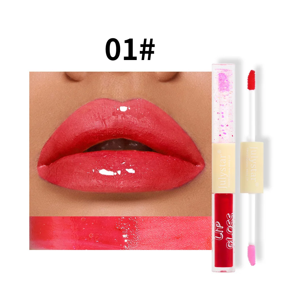 1 قطعة ملمع شفاه مزدوج لؤلؤي للمكياج في أوروبا والولايات المتحدة ملمع شفاه طبيعي يدوم طويلاً وغير لاصق.