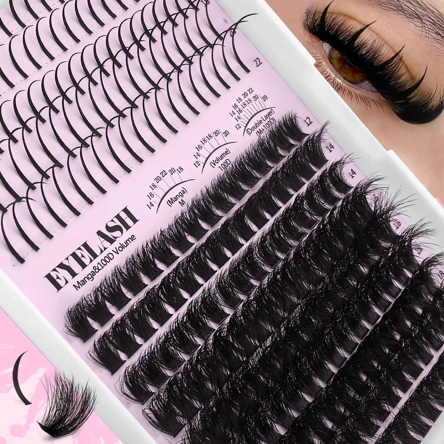 100D مع المسامير مجموعة الرموش الصناعية سميكة Wispy لا نظرة وهمية شخصية رمش الزي مثالية لمكياج العين الطبيعية الدرامية