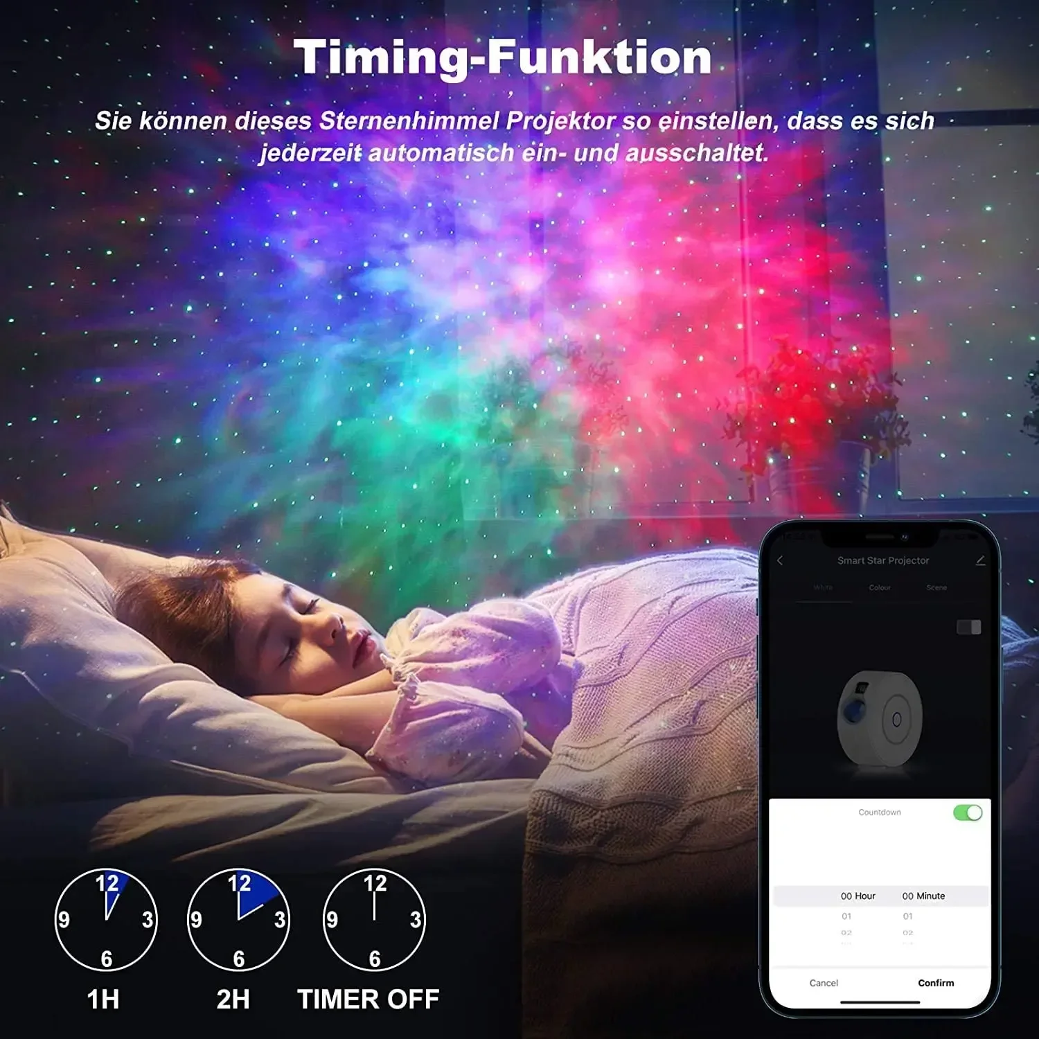 Tuya WiFi Intelligent Aurora Galaxy Starry Sky Projector Intelligent Voice Control System APP Control Projector LED Lights Gift