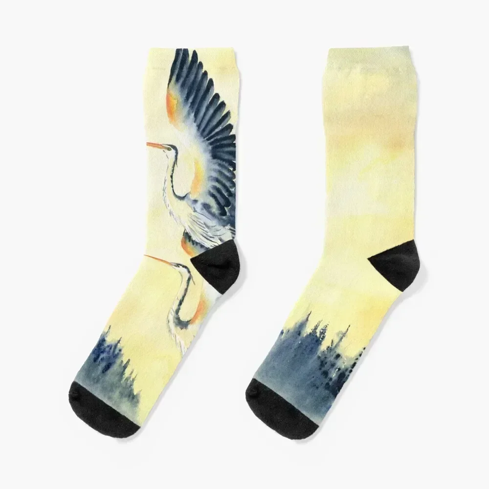 

Flight Of Blue Heron Socks custom sports japanese fashion Children's Men Socks Women's