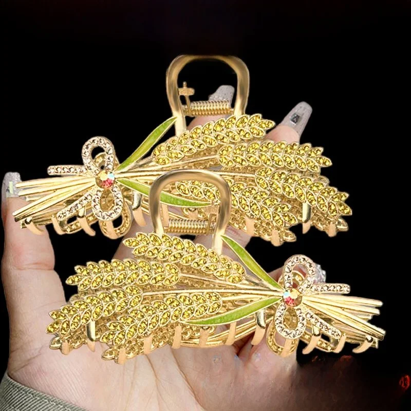 

Gold Wheat Spike Hair Clip Women's 2025 New Metal High-End Feeling ark Tail Hair Clip Updo Hair Accory