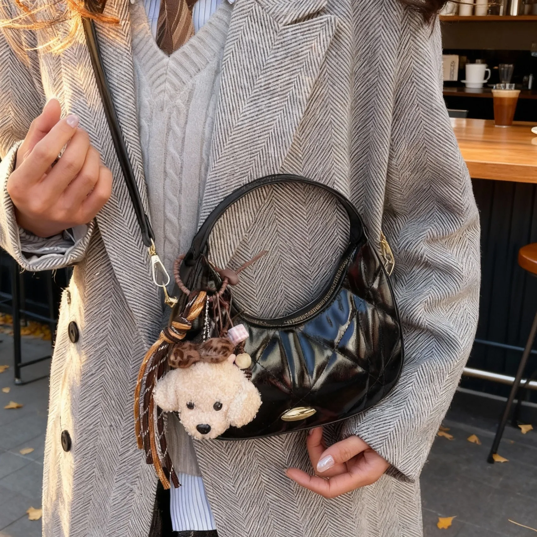 

Модная женская сумка-полумесяц с ромбовидным узором, легкая повседневная сумка через плечо, сумка-кроссбоди, сумка на плечо