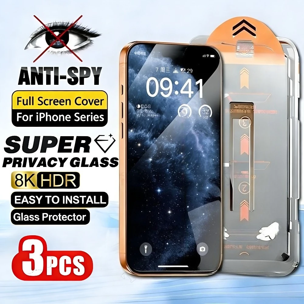 

3 шт. защитная пленка для экрана для iPhone 17 16 15 14 Pro Max Air 16 15 Plus 13 12 11 Pro XR XS Max Стеклянная установка одним щелчком мыши
