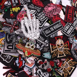 20/30/40/50PCS Punk Skull Patch Mixed Random Embroidered Patches On Clothes Punk Style Iron On Patches For Clothing Sew Sticker