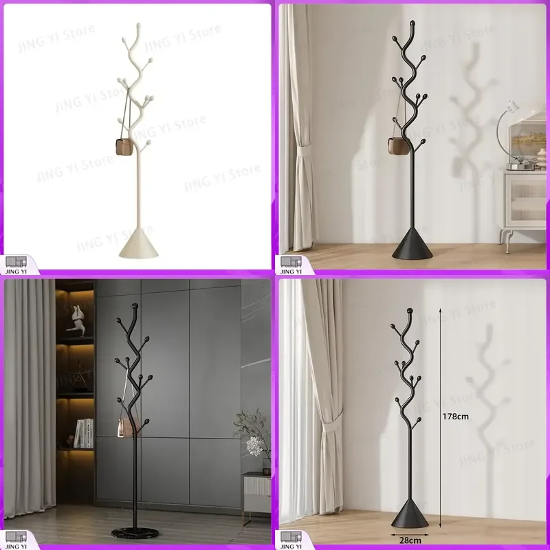 Italian Luxury Freestanding Coat Rack Indoor Living Room Space Saving Standing Clothes Hanger Elegant Metal Garment Organizer