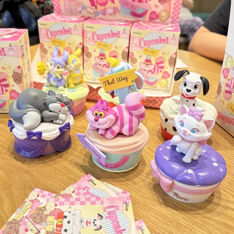 Miniso Disney Cupcake Series Blind Box Anime Figure Dumbo Lucifer Cat Cute Mystery Box Ornament Collection Model Surprise Gifts