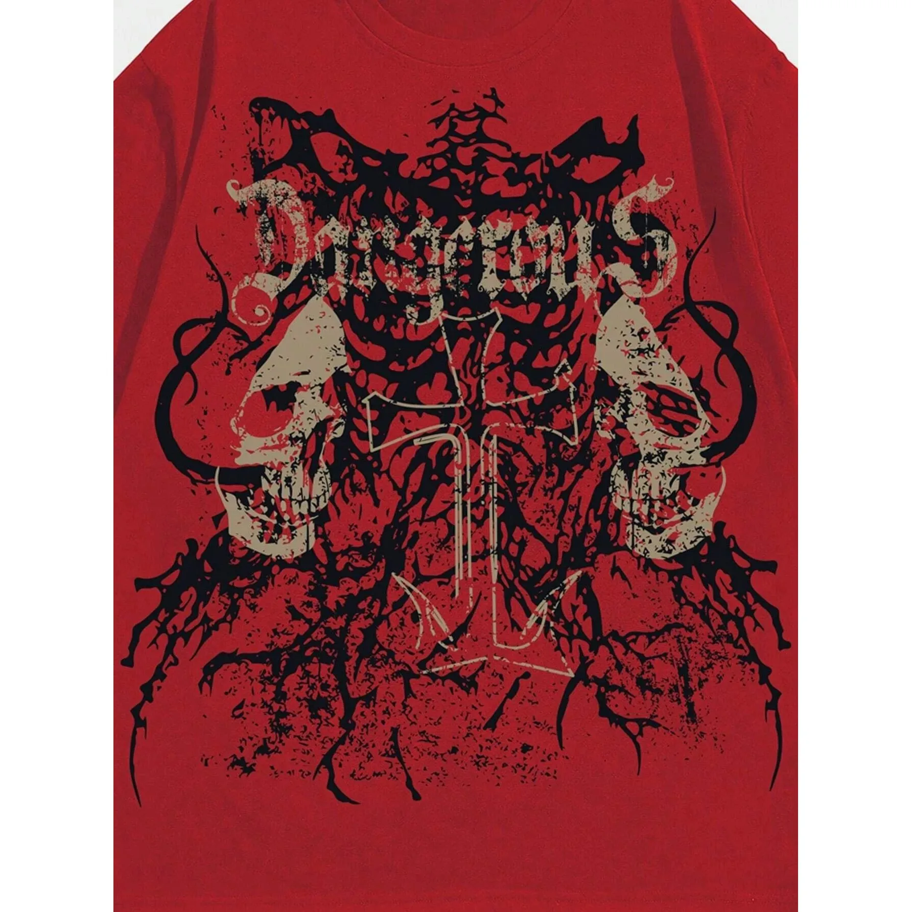 ex Хлопковая футболка в стиле панк с принтом черепа, свободная посадка с воротником ор Sve Генри, молодежная одежда для подростков, повседневная одежда, летний сезон