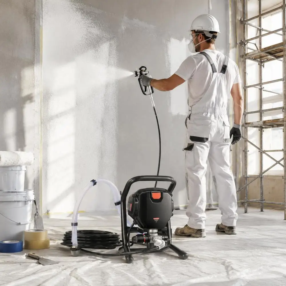 Tragbares Airless-Farbspritzgerät, 750 W, 3000 Psi, hocheffizientes elektrisches Spritzgerät, Farbspritzgerät, Spritzmaschine, Airless-Farbspritzsystem mit hoher Druckleistung und 15 m Schlauchlänge.