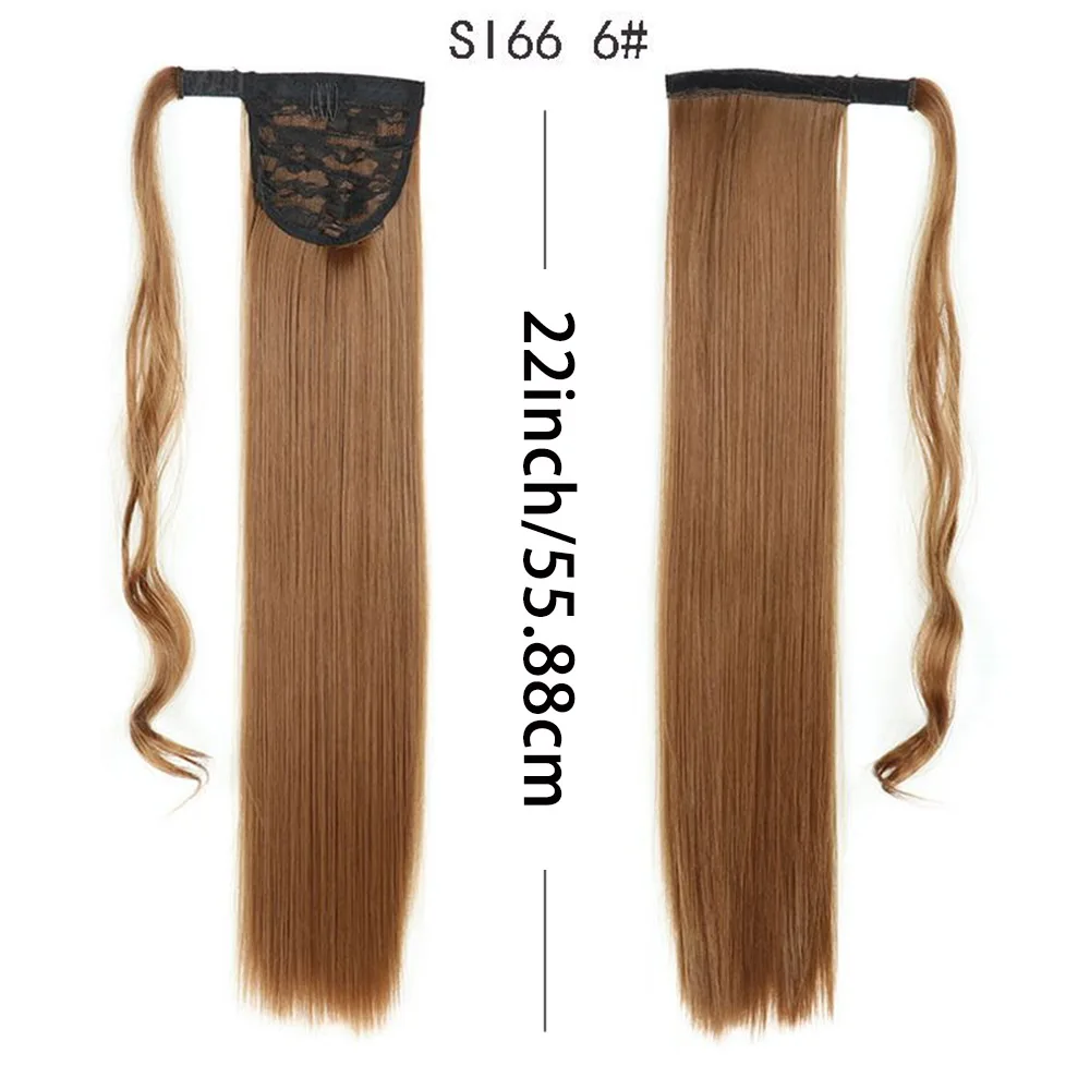 22inch Long bone Straight Wrap Around Ponytail Hair Extension Clip In Hairpiece Synthetic Pony Tail for women Hair Accessory wig