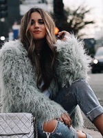 Colorful Mongolia Sheep Fur Women Short Coat Warm Faux Fur High Street Plush Coats Female Jacket Autumn Winter Furry Outerwear