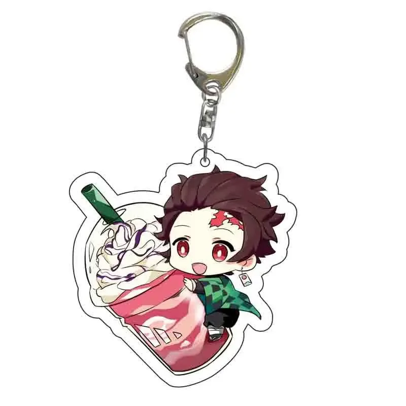 Tanjirou Nezuko Acrylic Key Chains Anime Peripherals Zenitsu Inosuke Giyuu Jewelry Pendant Cosplay DIY Props for Students Gifts