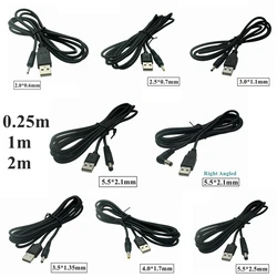 2M 1M USB Port To 2.0*0.6 2.5*0.7mm 3.0*1.1 3.5*1.35mm 4.0*1.7mm 5.5*2.1mm 2.5mm 5V DC Plug Barrel Jack Power Cable Connector