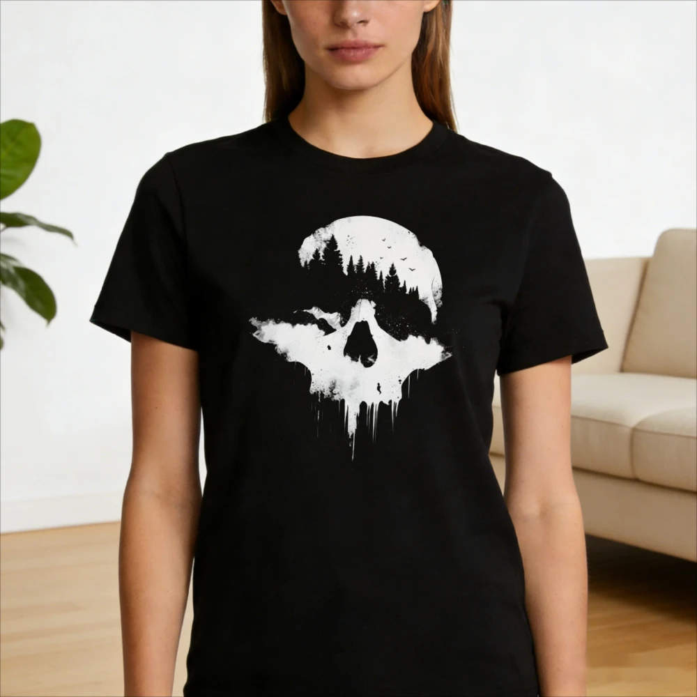 

Forest Skull T-Shirt Unisex Men Women Short-Sleeve Cool Graphic Tee Gothic Nature Design Gift Shirt Edgy and Stylish Apparel