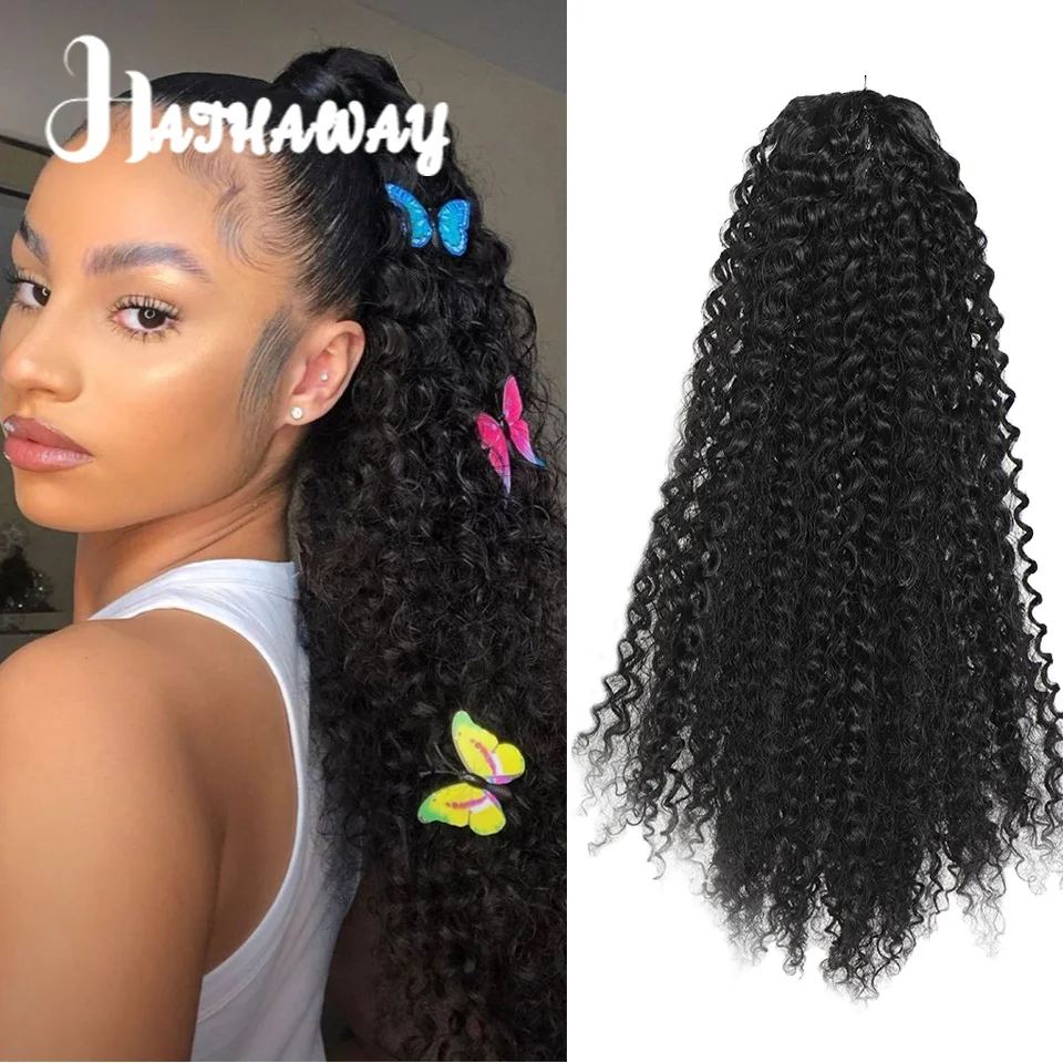 

Synthetic Wig About 50 Cm African Curly Ponytail Drawstring Hair Extension Long Curly Ponytail Female Wig Ponytail