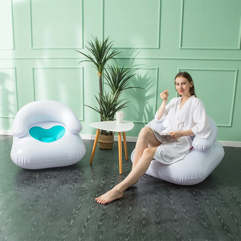 U-shaped Inflatable Flocking Sofa Casual Single Chair With Backrest Lazy Siesta Bed Air Lounger Sofa