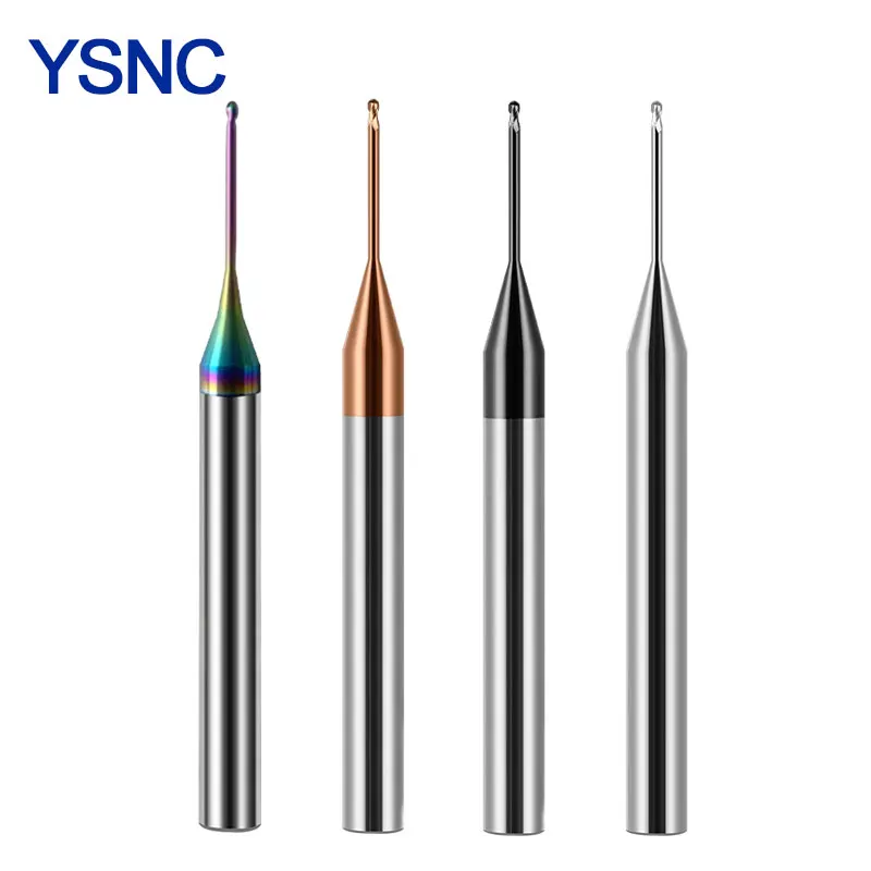 

YSNC HRC56 HRC62 Micro Diameter Deep Groove Ball Cutter R0.15 R0.2 0.25 R0.3 0.35 R0.4 0.45 Carbide Long Neck Milling Cutter
