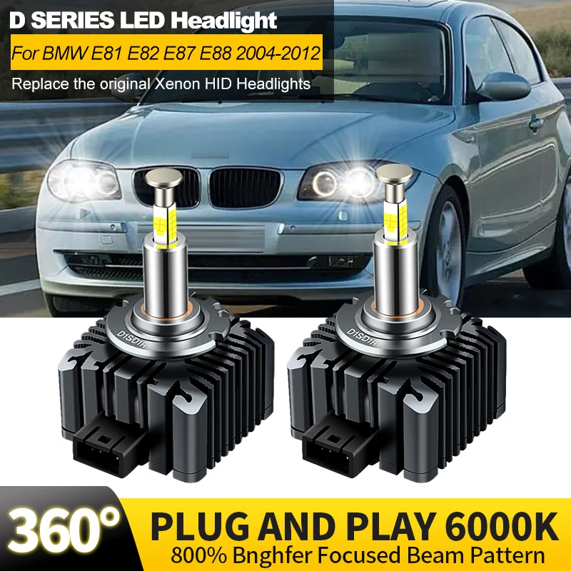 2PCS For BMW 1 Series E81 E82 E87 E88 2004-2012 Xenon HID LED Headlights Bulb Replacement Canbus 32000LM 70W Plug&Play