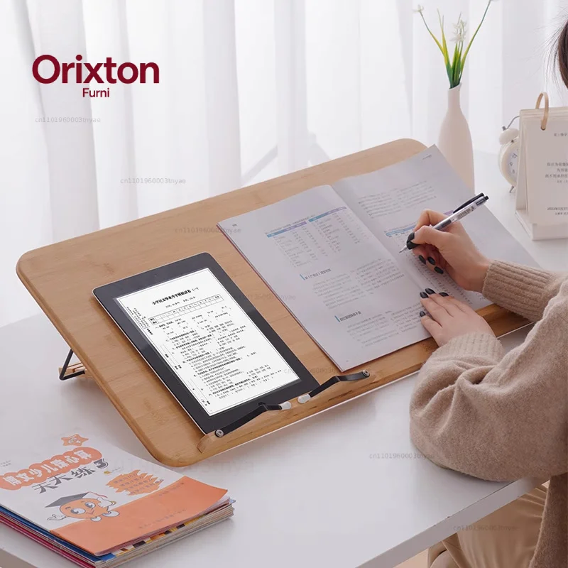 Multi-Angle Laptop Desk Organizer Adjustable Writing Tray Document Reading Holder with Page Clips for Study or Office Use